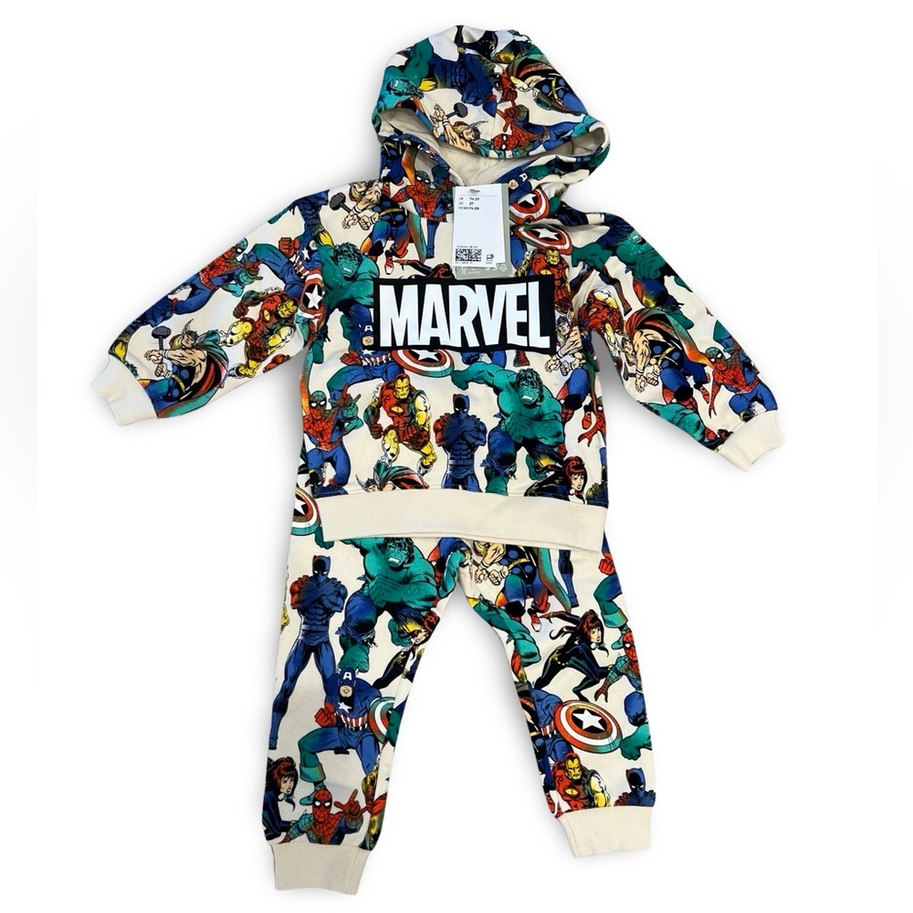 H&M Toddler Boys 2T Marvel Lounge Set Sweatsuit Sweatshirt Sweatpants Spiderman
